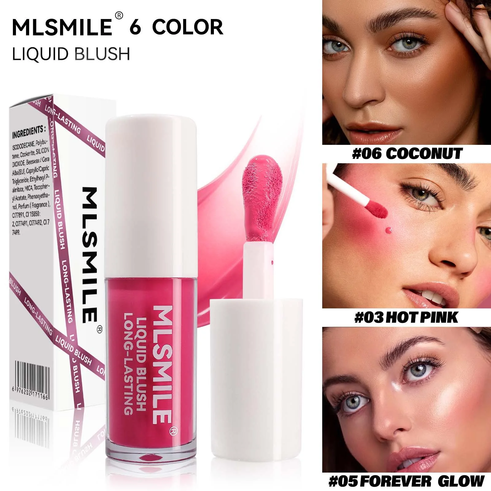 

6 colors liquid blush natural long-lasting easy to apply multi-functional highlight repair moisturizing concealer blush