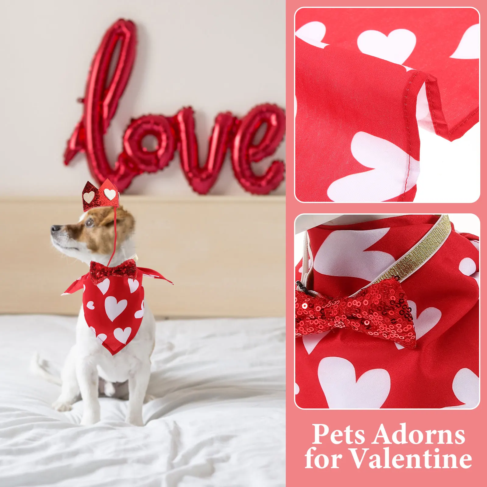 

Pet Decorative Accessories Saliva Towel Hat Bowtie Set for Dogs Triangle Towel Neckties Valentine Adorns Pets Christmas Wedding