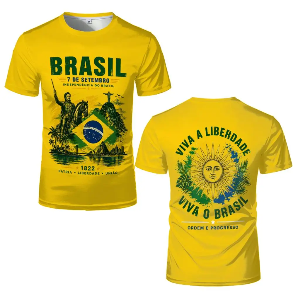 Brazil Independence Day T-Shirt Summer Breathable Quick-Drying Short-Sleeve Tee Unisex Patriotic Day Celebration Clothing Gift