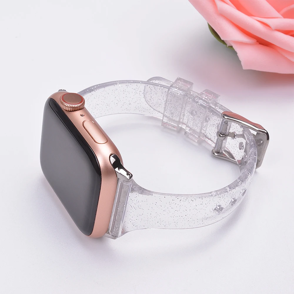 Slim Glitter strap For Apple Watch Band 44mm 40mm 41mm 42mm 45mm 49mm women Shiny bracelet iWatch Series Ultra 2 9 8 7 6 5 4 SE