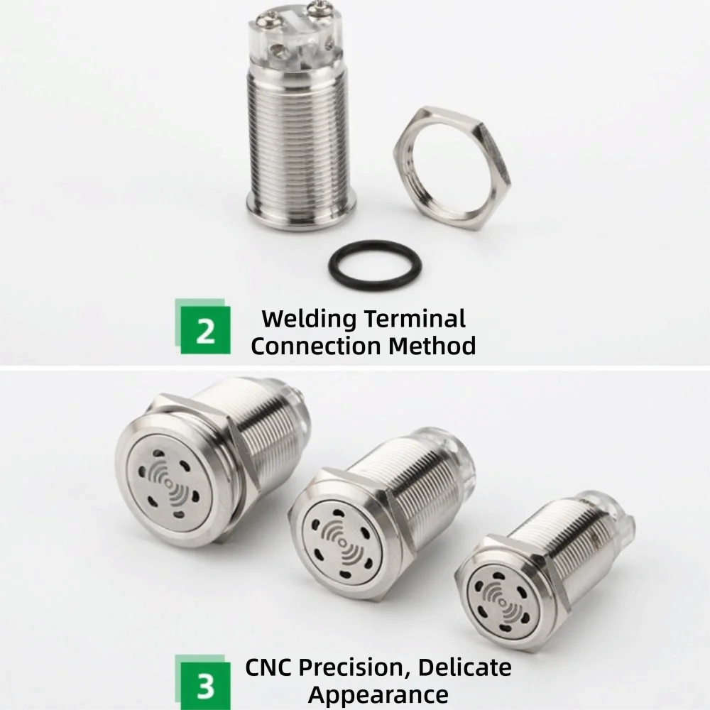 جديد 16 مللي متر طنان معدني 12 فولت 24 فولت الفولاذ المقاوم للصدأ إنذار أسلم عالية ديسيبل DB الصوت والضوء إنذار