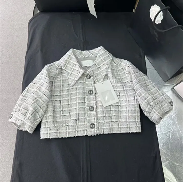 

Customization European women's fashion 2026 winter new collection Short-sleeved button-down tweed short coat skirt set