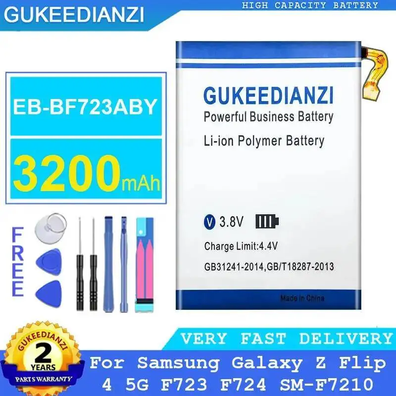 

For Samsung Galaxy Z Flip 4 5G F723 F724 SM-F7210 Mobile Phone Battery Long Lasting 3200Mah EB-BF723ABY