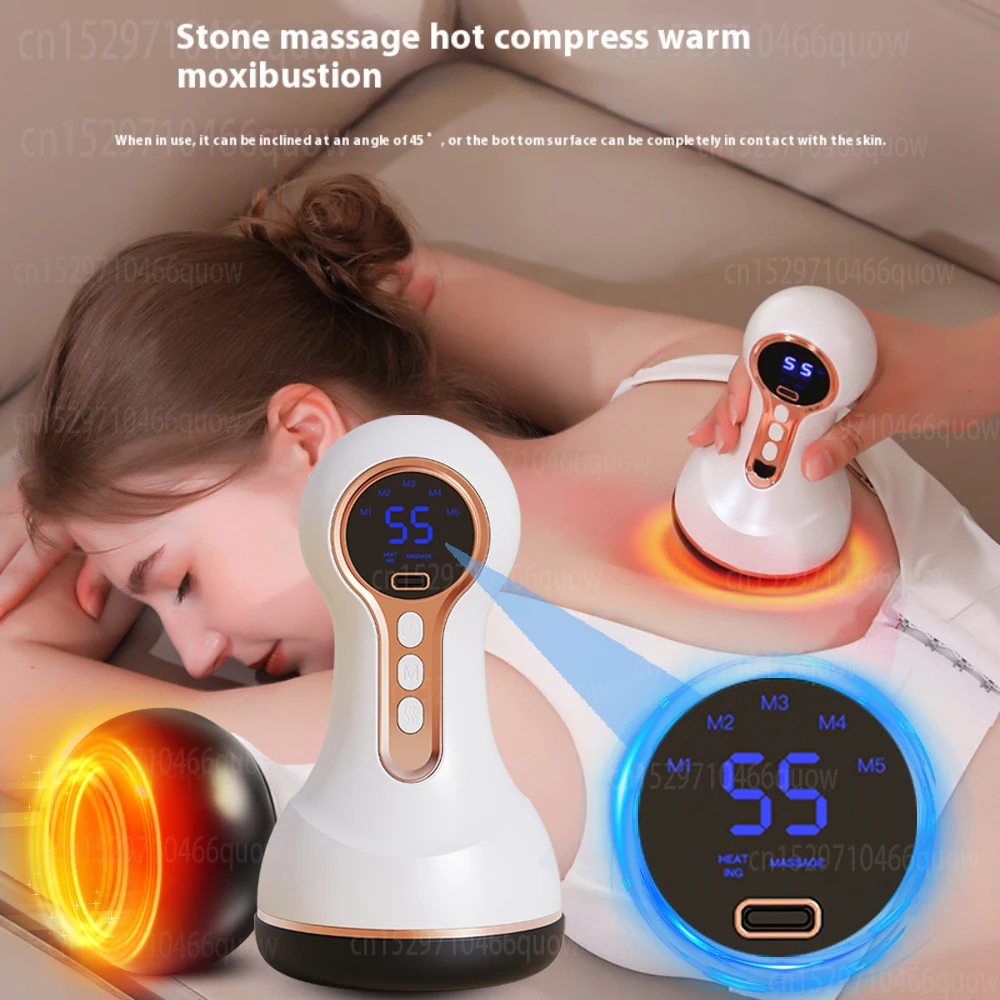 

Bianstone Massager GuaSha Natural Warm Moxibustion Instrument Body Pain Relieves Hot Compress Physiotherapy Abdominal Massage