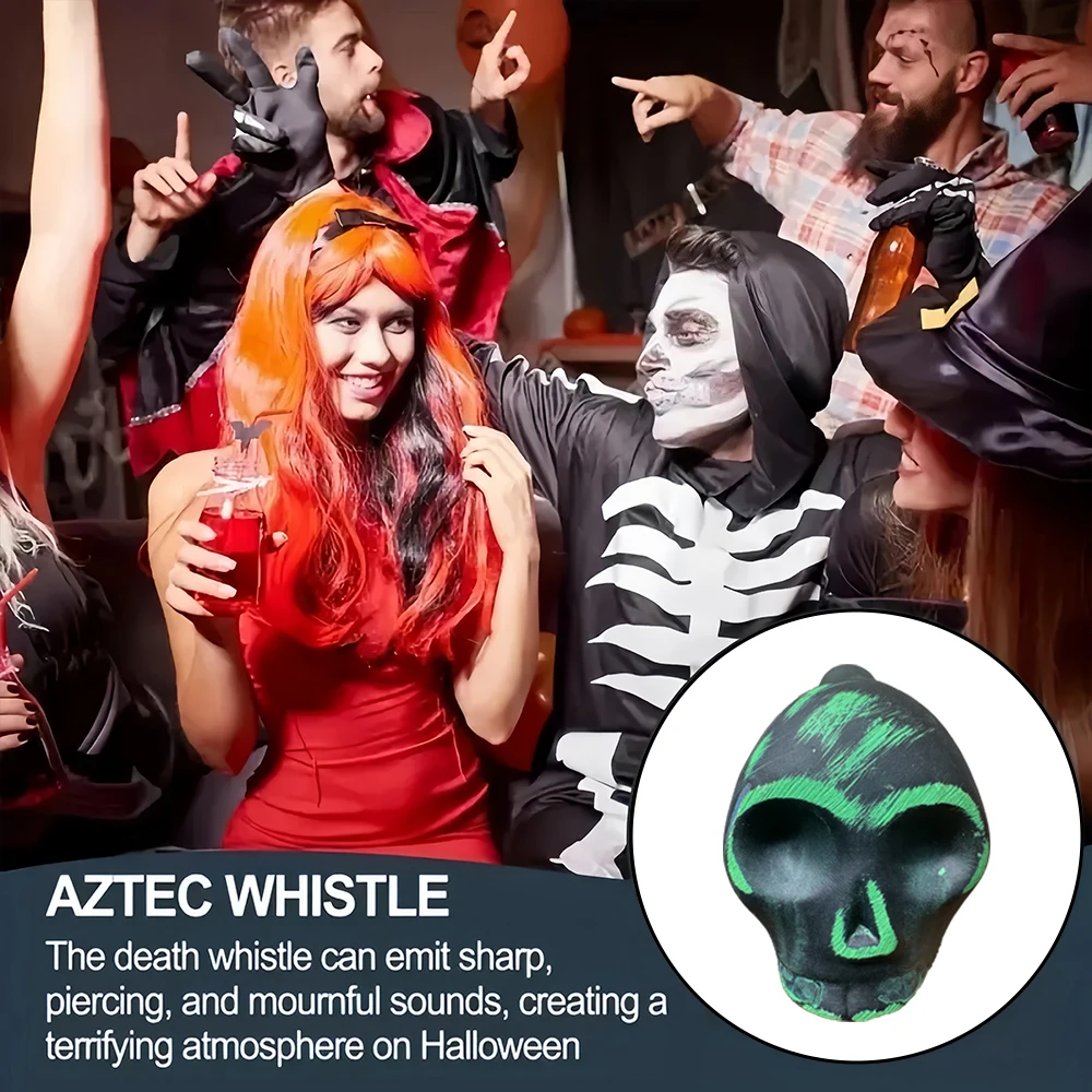 Screaming Aztec Death Whistle Unstressful Pranks for Halloween Prank Horror Party Essential - Painted Skull