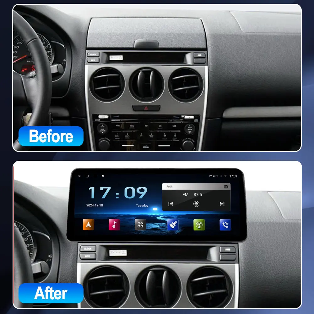 Android 13 Car Radio Carplay Auto For Mazda 6 2004-2015 Multimedia Stereo 360 Camera Navi GPS Video AI Voice 2din Intelligent 5G