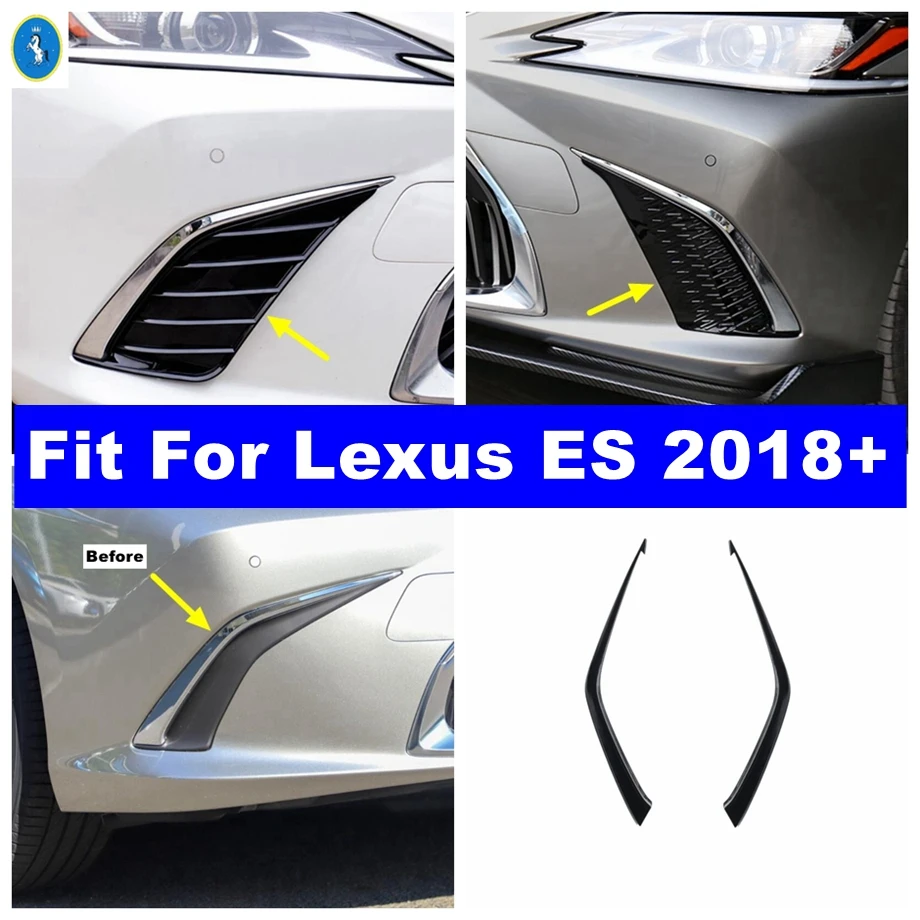 

Front Head Bumper Fog Lights Lamps Eyelid Eyebrow Fangs Stripes Air AC Intake Cover Trim For Lexus ES 2018 - 2023 F Sport Style