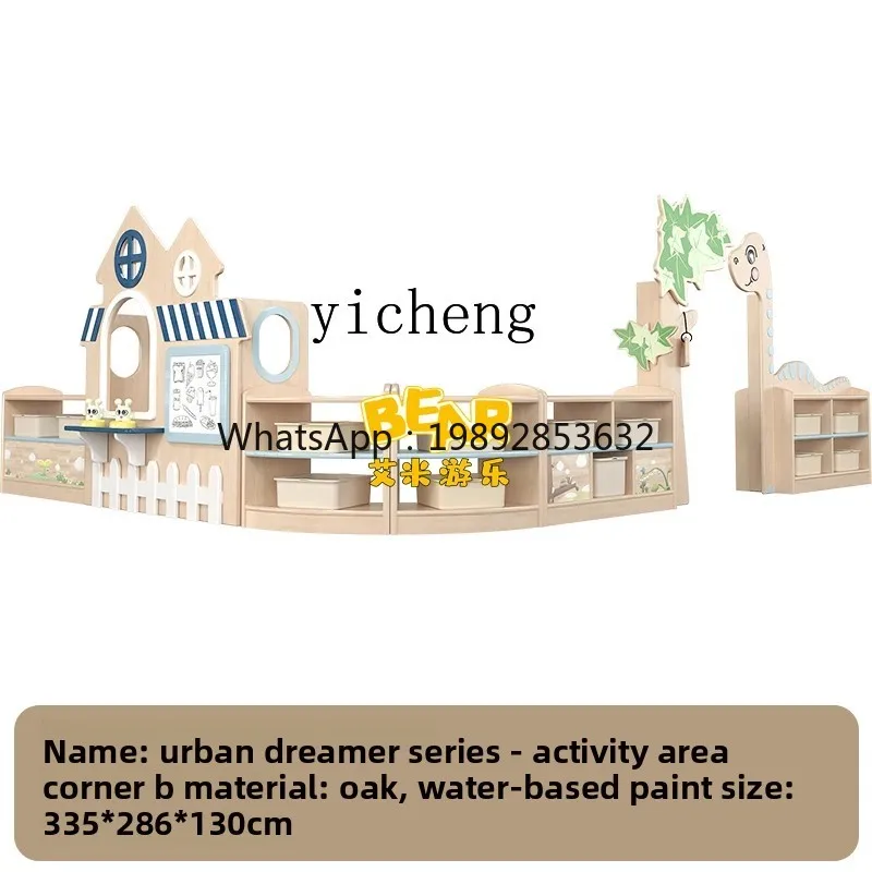 ZZ Kleuterschool Massief hout Eiken gemonteerde kast Boekenplank Hoekspeelgoedkast Hoekkast