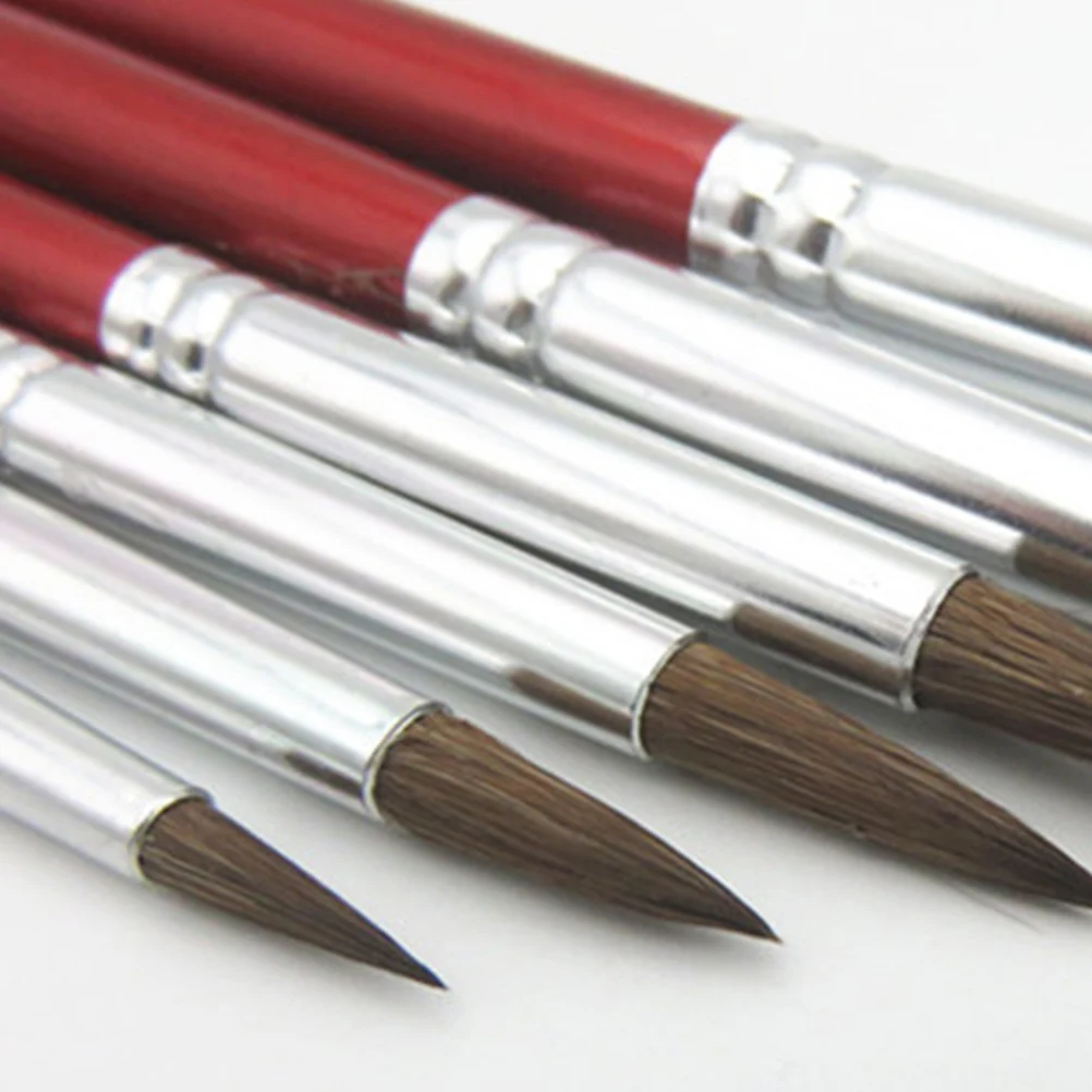

6 Pcs Gouchalk Brush Portable Paintbrush Water Color Oil Proof Bamboo Painting Accessories Travel