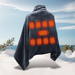 USB Flannel Coral Velvet Electric Heated Blanket Rechargeable Thermal Warmer Blanket Outdoor Camping Wireless Heating Pads