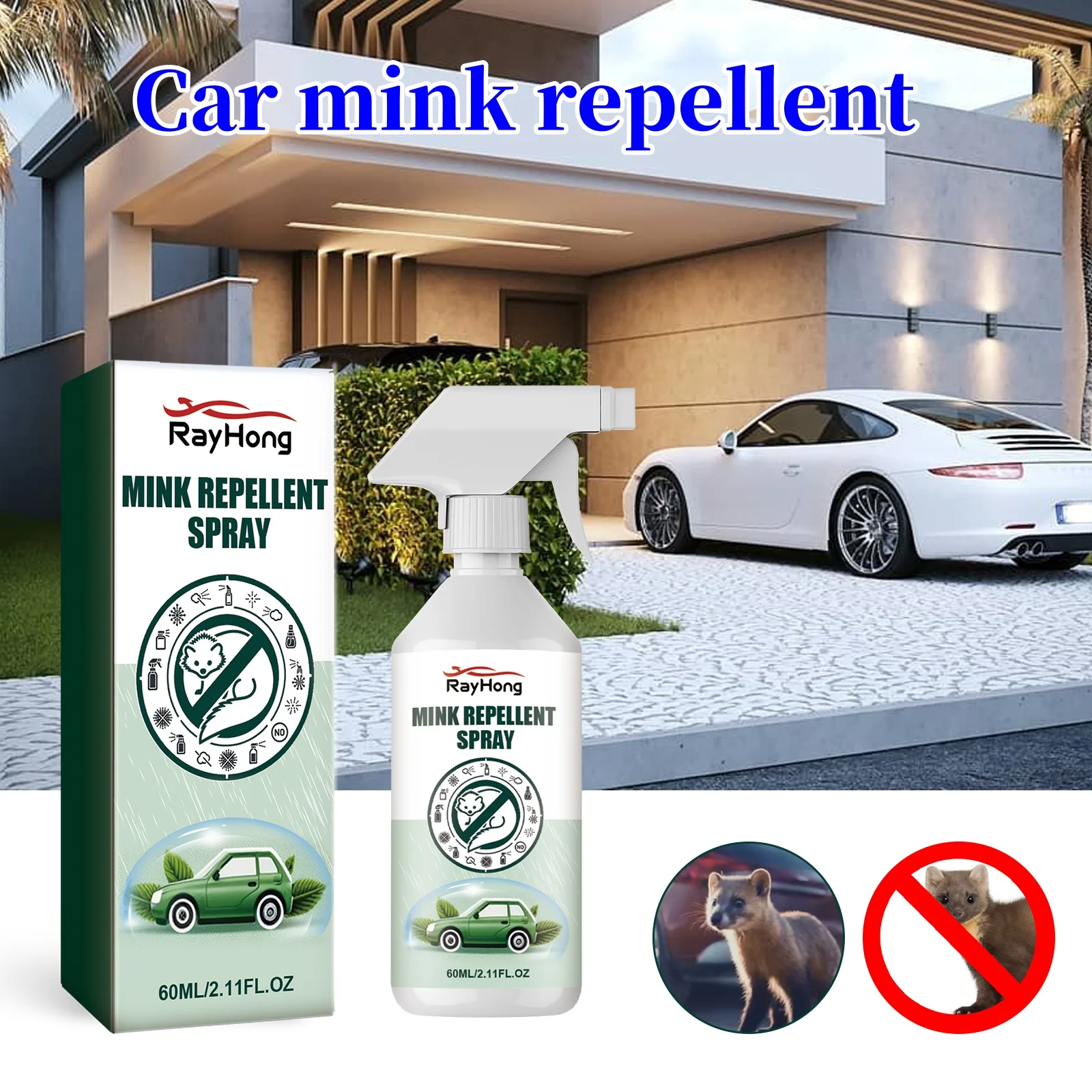 60ml Prevents Mink Spray Automobile Engine Household Warehouse Barn Garden Weasel Repel Spray Spray for Animal Repelling