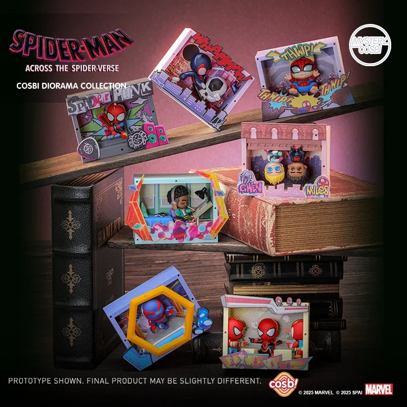 

Hot Toys Spider Man Across The Spider Verse Cosbi Scene Blind Box Mini Figure Room Desktop Decoration Holiday Creative Gift
