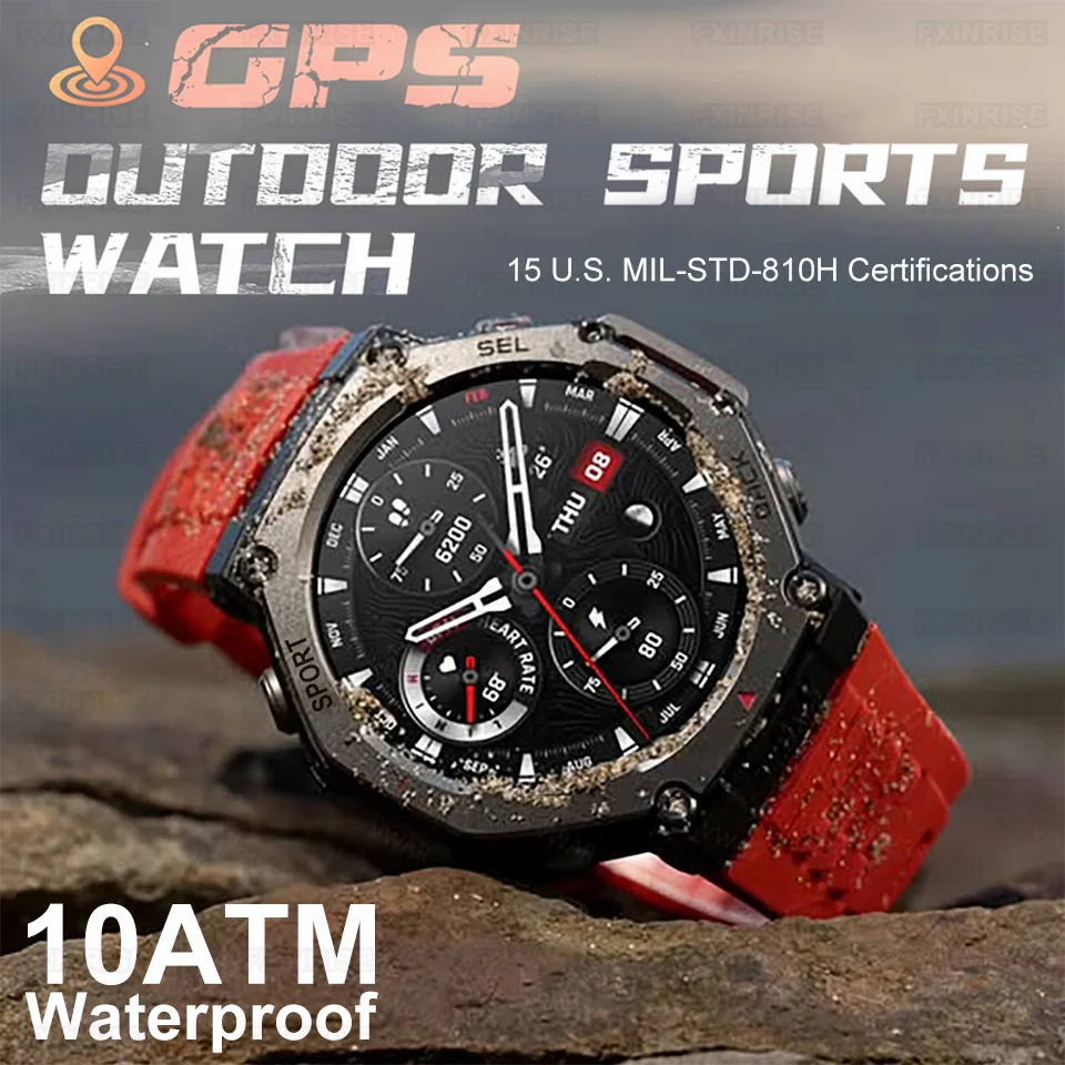 

DM58 GPS Smart Men Watch Bluetooth5.3 1.43inch Smartwatch Map Compass Sports Watches 466*466 Android IOS Built-in LED Flashlight