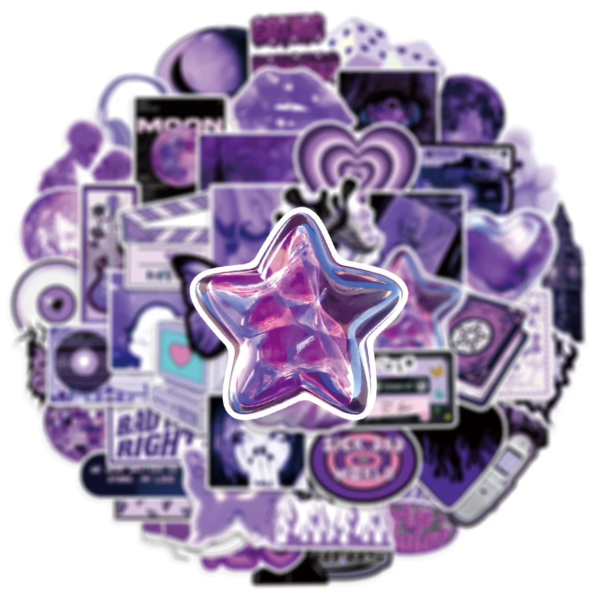 50/100Pcs Purple Y2K Girl Graffiti Sticker Office School Supplies Stationery Decals Trolley Case Scooter Helmet Fridge Stickers view 5
