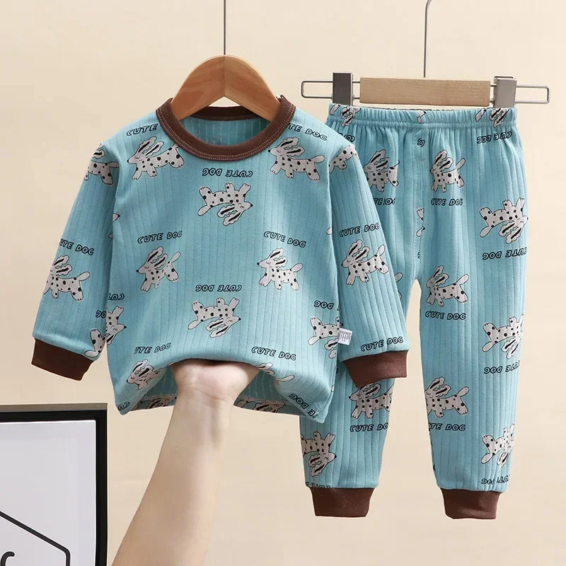 Neue 2023 Kinder Pyjamas Aus Reiner Baumwolle Jungen Mädchen Cartoon Langarm T-Shirt Top + Hosen Baby Frühling Herbst Nachtwäsche Kleidung Sets