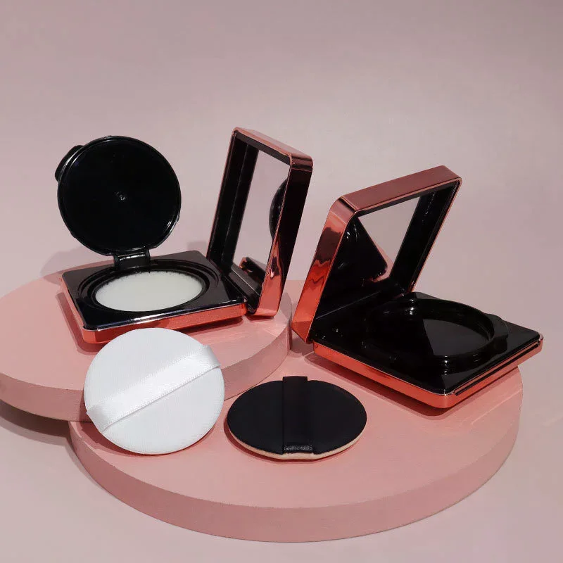 Pudełko na puder z poduszką powietrzną, przenośny pojemnik na kosmetyki z gąbeczką i lusterkiem do podkładu BB i kremu.