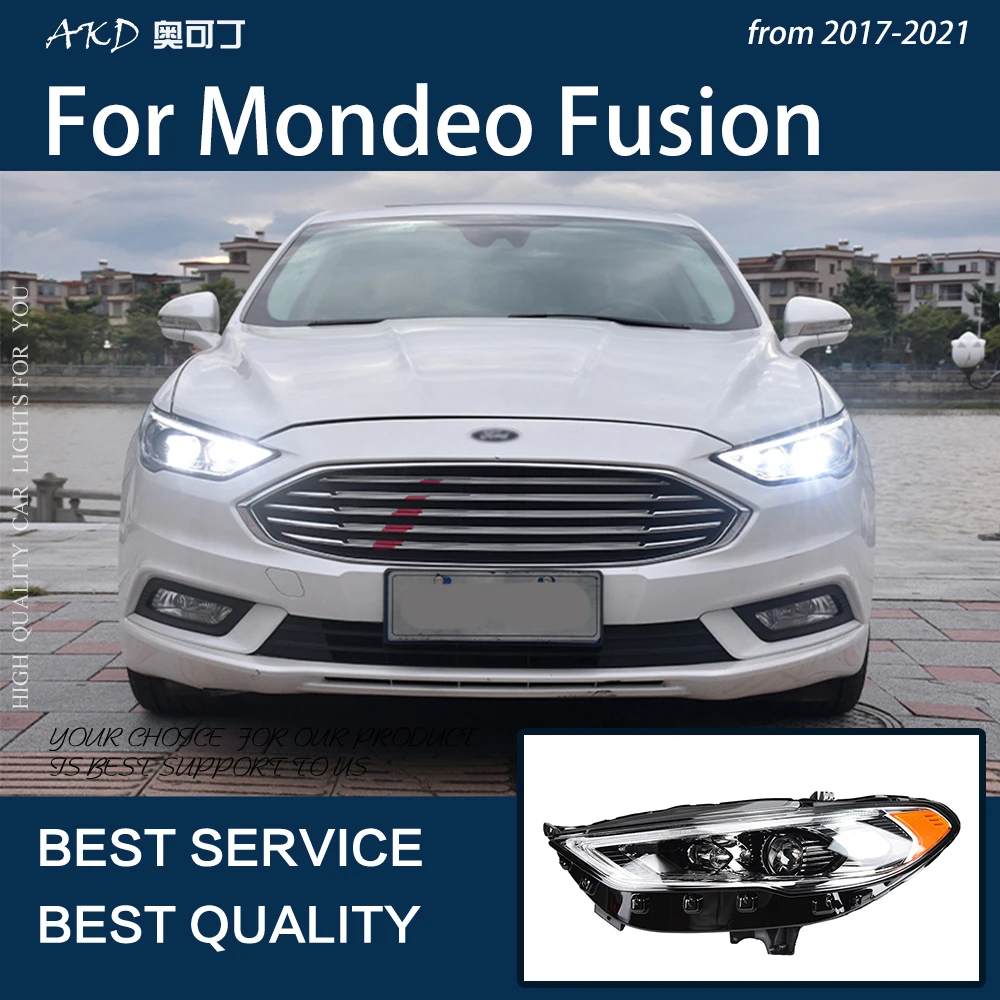 Car Lights For Mondeo Fusion 2017-2021 LED Headlights LHD And RHD Version DRL Dynamic Turn Signal Lamp Projector Lens Upgrade