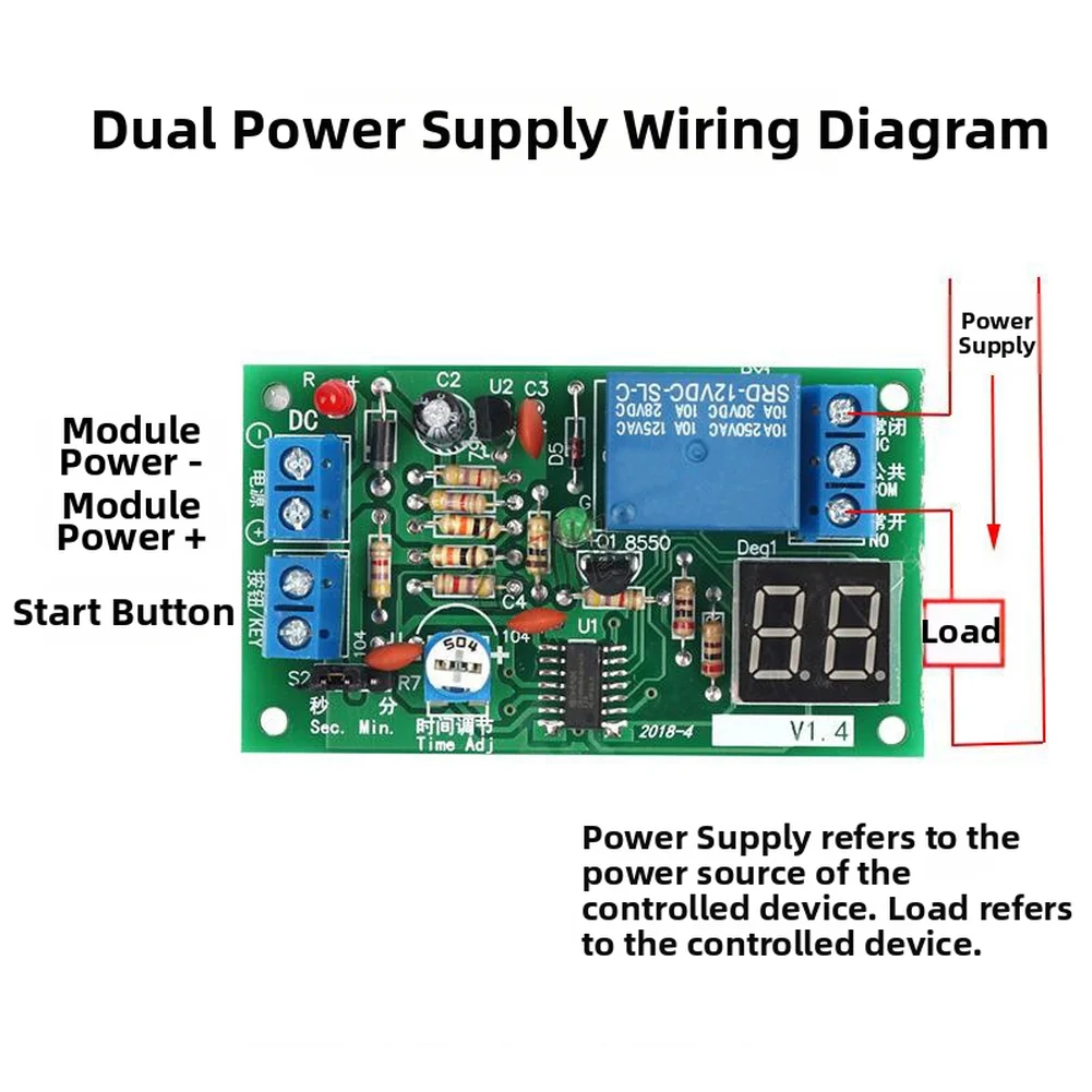 12V Time Delay Relay Module with Digital Display and Dual Output Contacts for Custom Timing Solutions in Industrial Settings