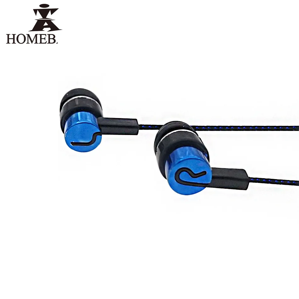 HOMEBARL Stereo Sports Earphones Roping In-Ear Earbud Reflective Fiber Cloth Line Metal Earphone PK Headset For Xiaomi MP3 mp4