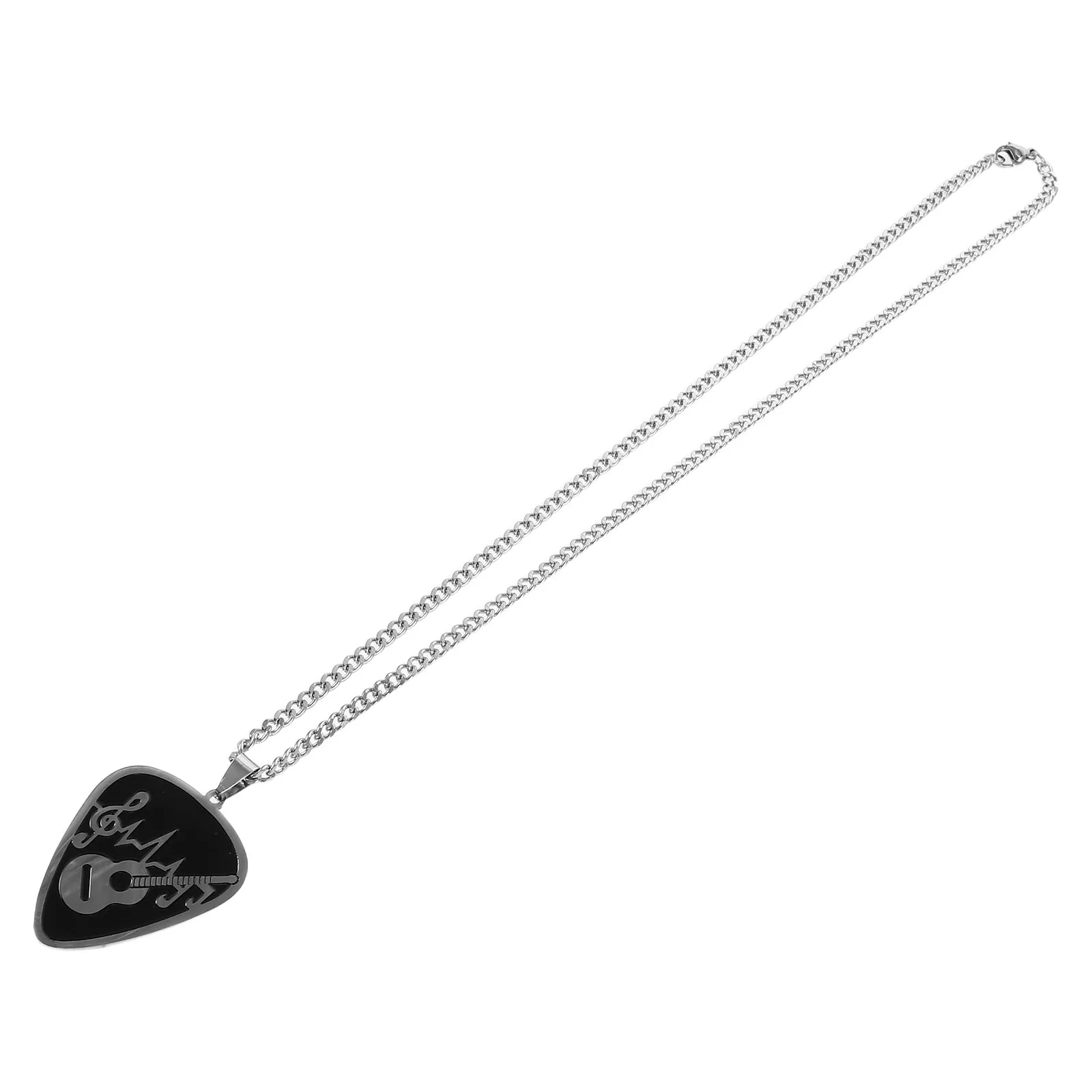 Stainless Steel Black Guitar Pick Music Note Pendant Necklace Electric Guitar Jewelry Accessory for Musicians Daily Wear Stage