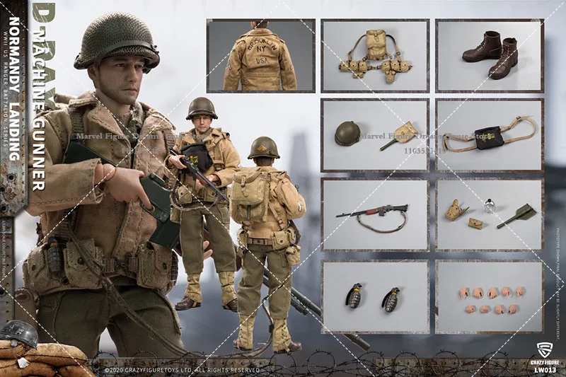 CFTOYS LW011-LW018 1/12 rhum D-DAY services.com Sniper Gunner Rifleman Medic 6 en effet Male Solider Action Figure, En stock elin Figure