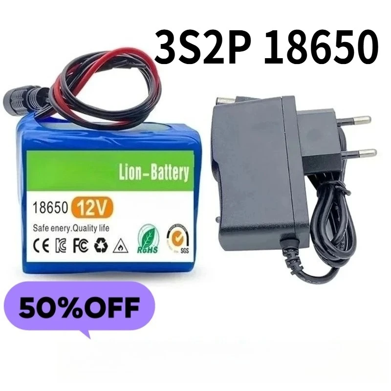 12V 5000mah 3S2P 18650 Li-ion Rechargeable Batteries with BMS Lithium Battery Packs Protection Board +Charger
