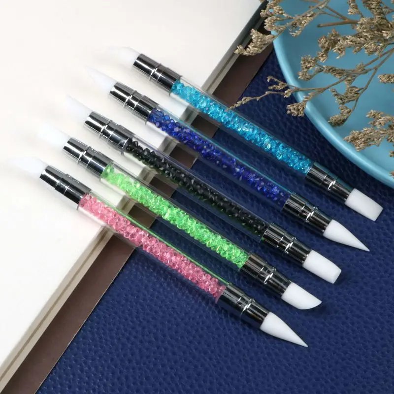 Dual-ended Nail art Silikon Skulptur Stift 3D Carving DIY Glitter Pulver Maniküre Malerei Punktierung Pinsel Nagel Tipps Tool