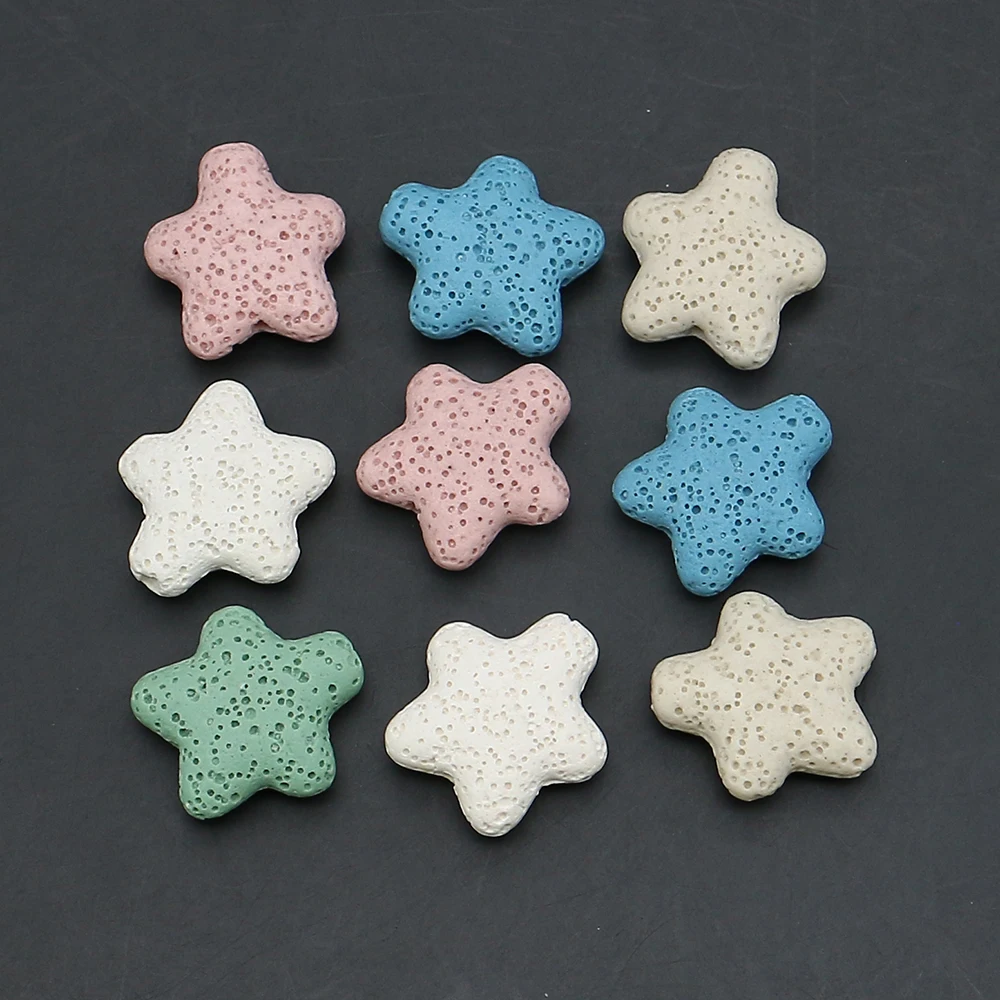 

5pcs Volcanic Rock Polished Star-shaped Beads 20x21mm Dyed Semi-precious Stone Straight-hole Necklace Bracelet Jewelry Component