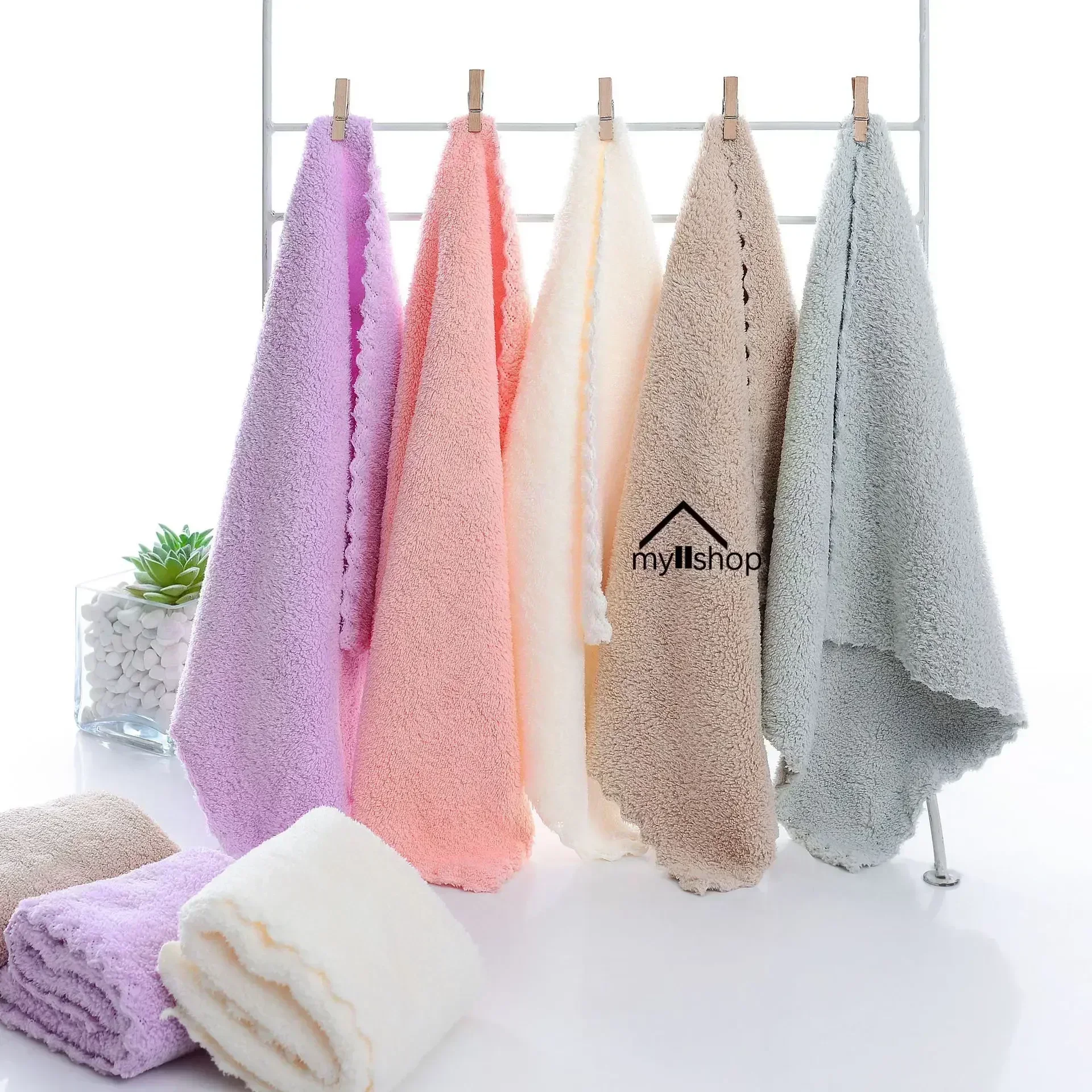 1/2pcs Face Towel Coral Fleece 25cm  Absorbent Cleaning Soft Comfortable Breathable Shower Hair Drying Towels Bathroom Products