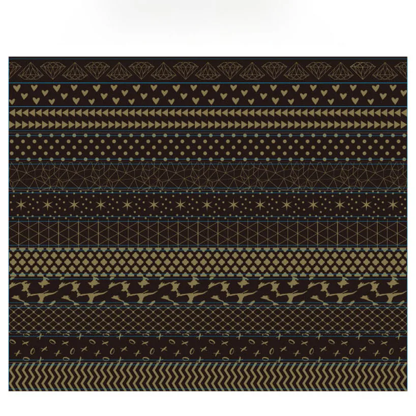 12 Gulungan Selotip Washi Emas Hitam Perlengkapan Buku Tempel Selotip Foil Emas Stempel Cinta Adhesiva Decorativa Selotip Washi Diary