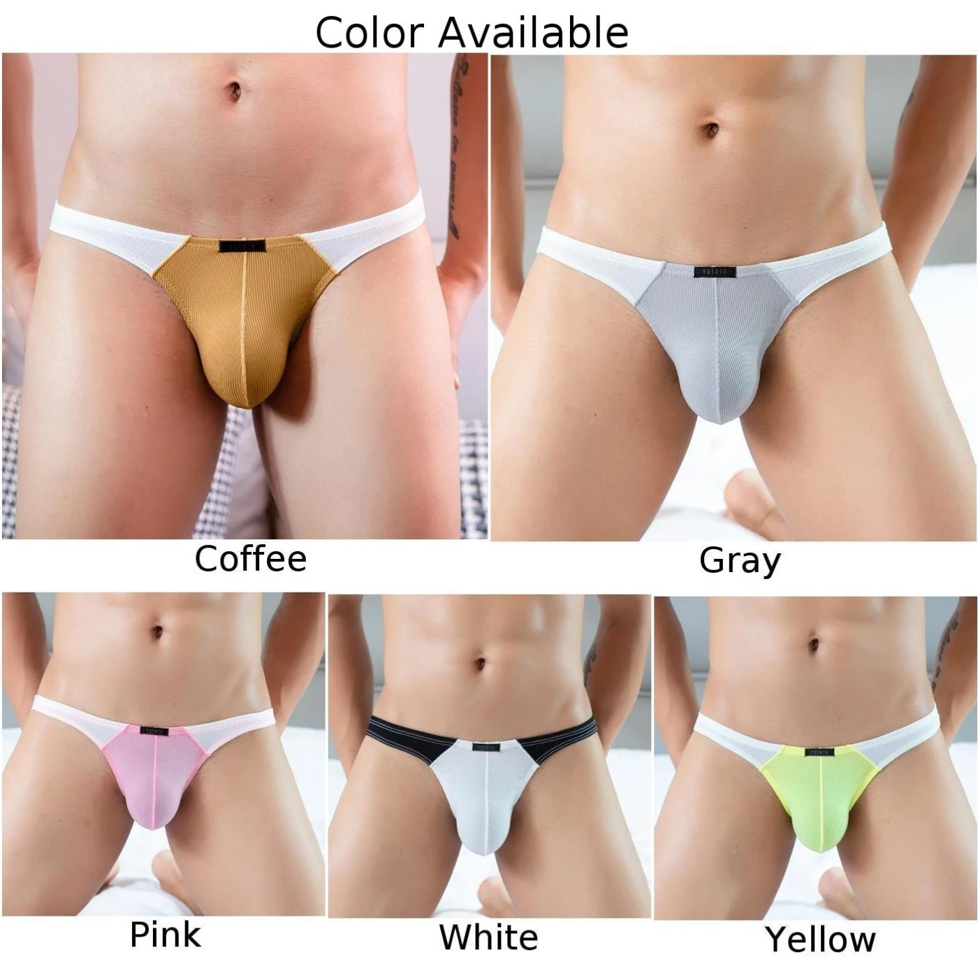 Sexy Mens Penis Bulge Pouch Underwear Patchwork Briefs  Low Rise See Through Panties Elastic Male Underpants Erotic Lingerie