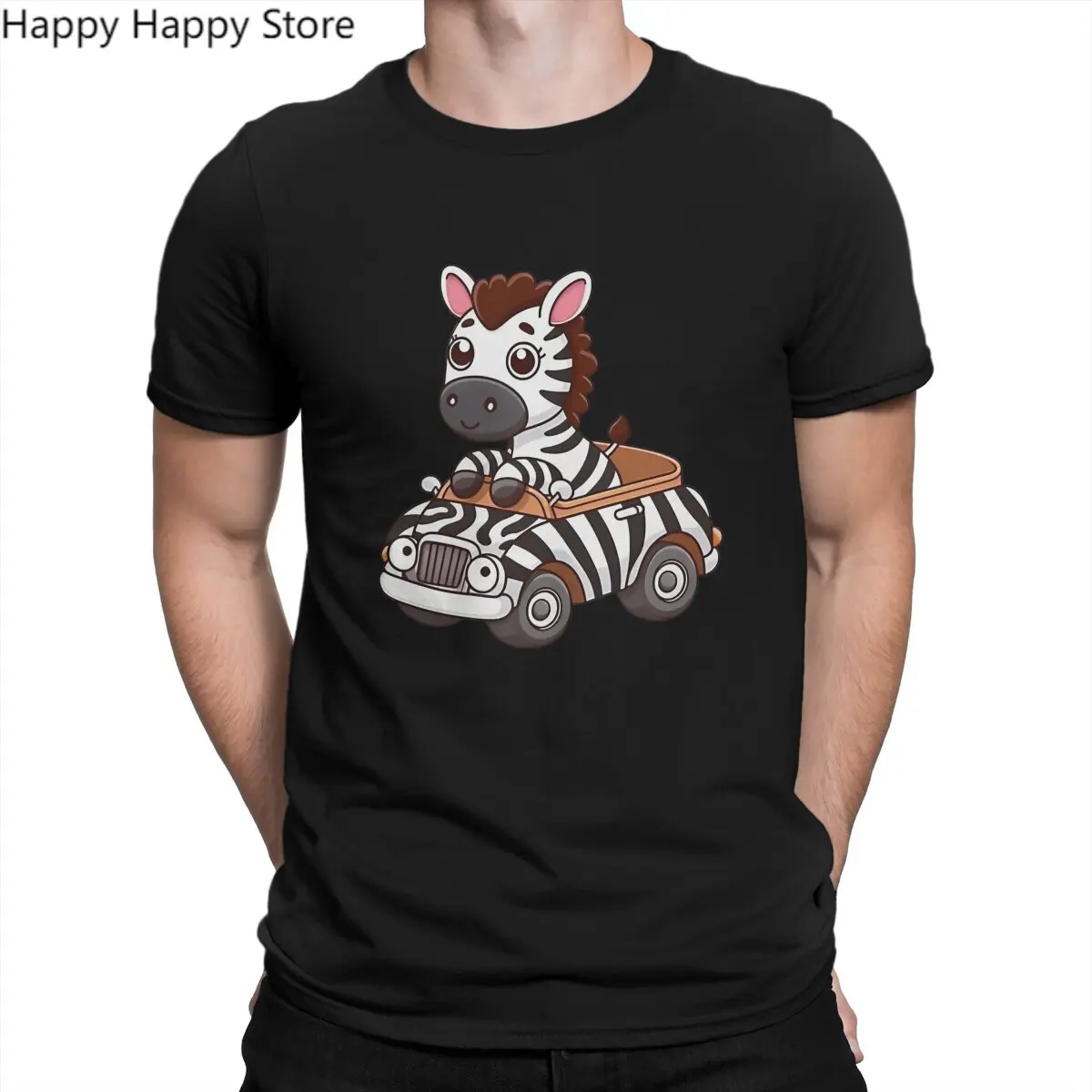 

Cute In A Car TShirt For Male Zebra Animal Clothing Fashion Polyester T Shirt Soft