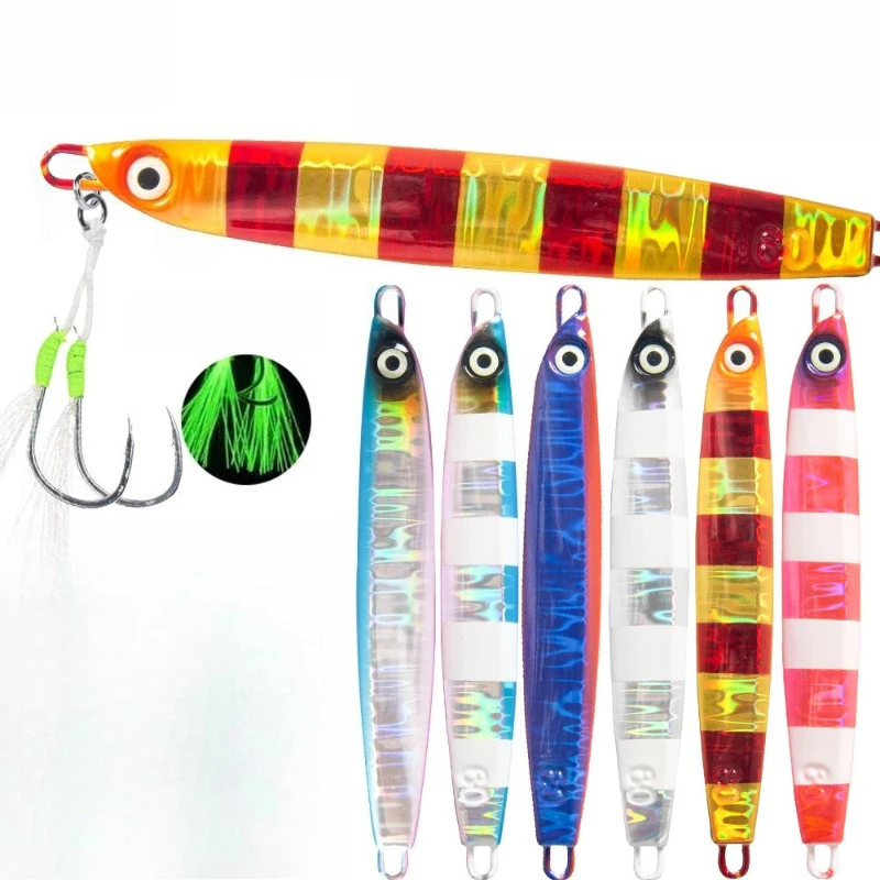 

Saltwater Big Jig Weights Fishing 60g-200g Jigs Saltwater Lures Metal Bass Jig Isca Artificial Fake Fish Glitter Shore Casting