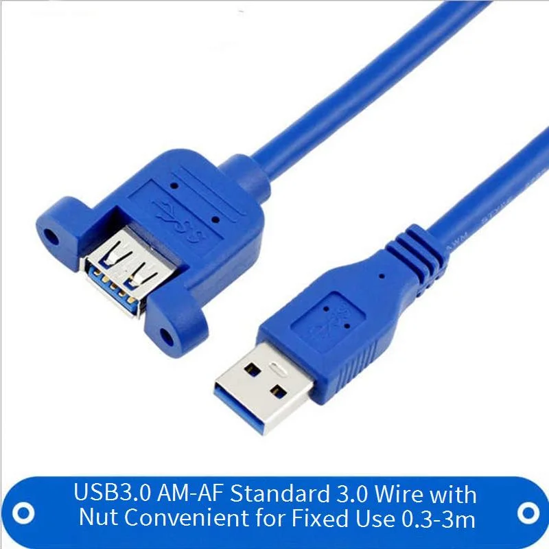 

USB 3.0 Male to Female Extension Cable with Panel Mount Screw hole lock connector adapter cord for computer (With screws)