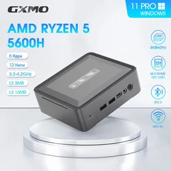 GXMO WiFi 6E мини пк AMD Ryzen 5 5600 H（3.3-4.2Ghzmini pc ryzen 32GB Dual Channel, 1 GB NVME SSD Win 11 pro/ubuntu 4K Tripple