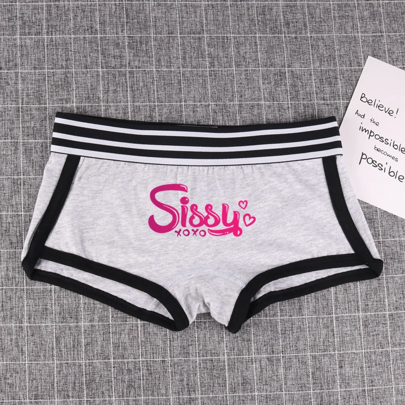 SISSY Pink Letter Underwear for Women Cotton Boyshorts Girls Gift Women Boxer Shorts Girl Panties Breathable Women\'s Intimates