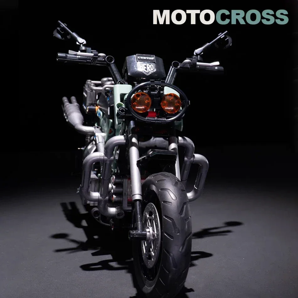 Tijolos técnicos de cubo de moto, 628 peças, blocos de construção, brinquedos para meninos, presentes clássicos de construção de motocicleta para adultos, namorado