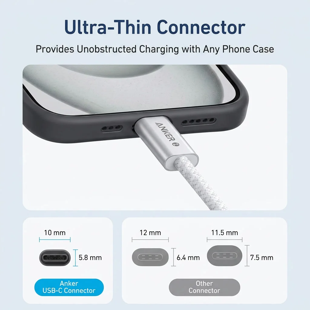 Anker Zolo USB‑C to USB‑C Cable 240W PD3.1 Fast Charging Braided Wire 1.5M Data Cord For Laptop Phone Tablet