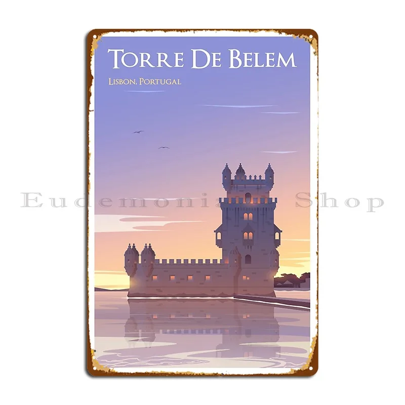 Torre De Belem Portugal Metal Sign Rusty Cinema Cinema Cave Create Tin Sign Poster