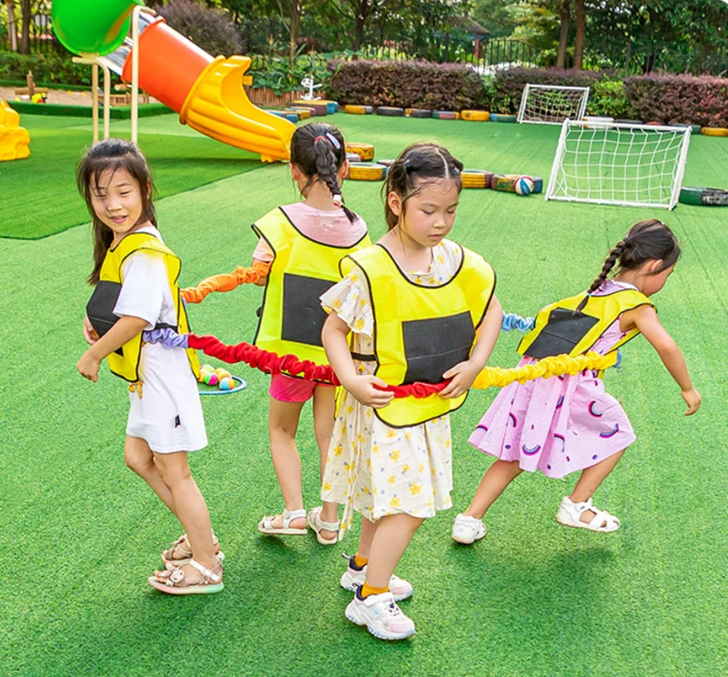 Elástico arco-íris corda elástico banda correndo puxar círculo equipe esportes ao ar livre jardim de infância equipamento de treinamento físico ao ar livre brinquedo
