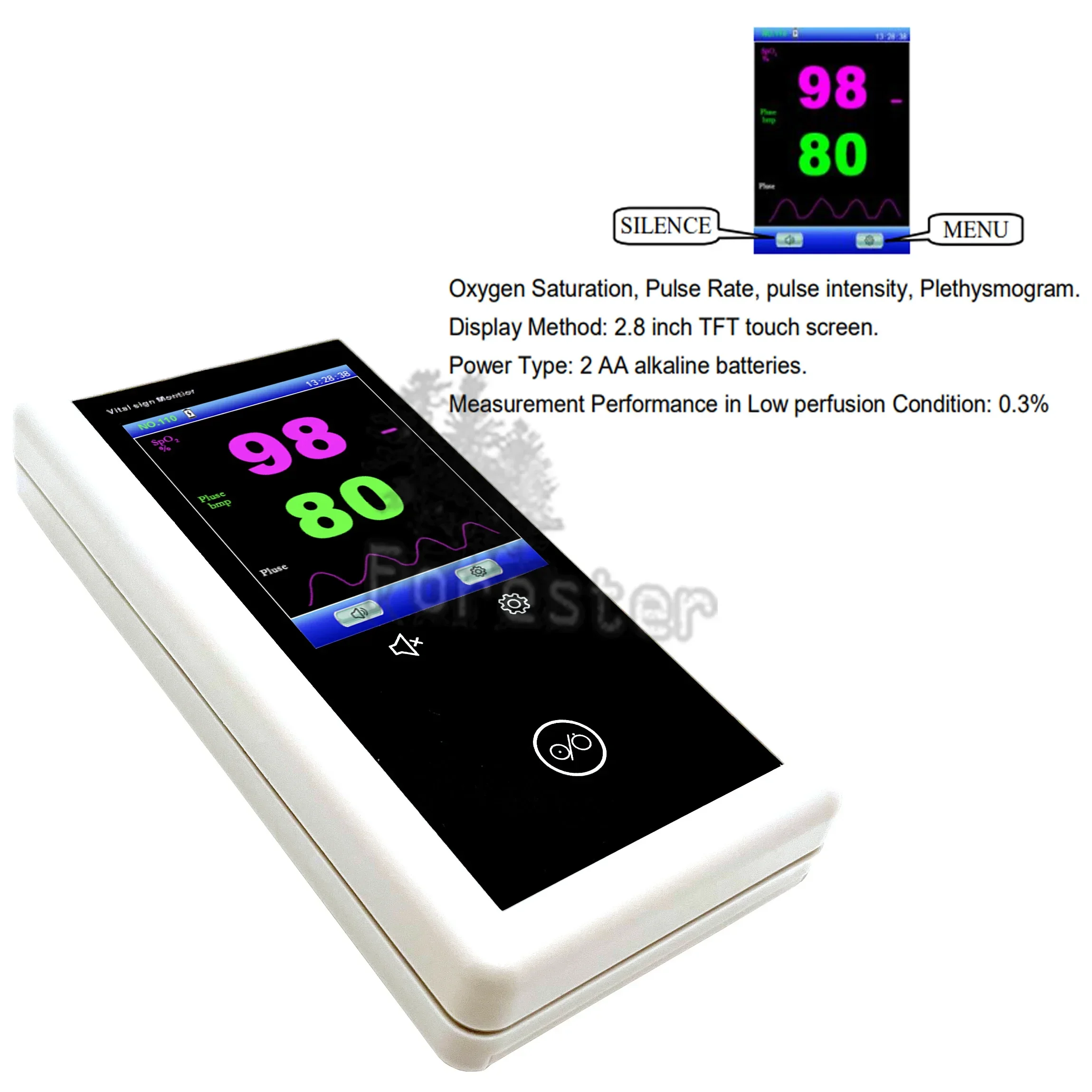 Handheld Pulse Oximeter Monitor  2.8 inch SPO2 PR PI Veterinary Clinic Equipment