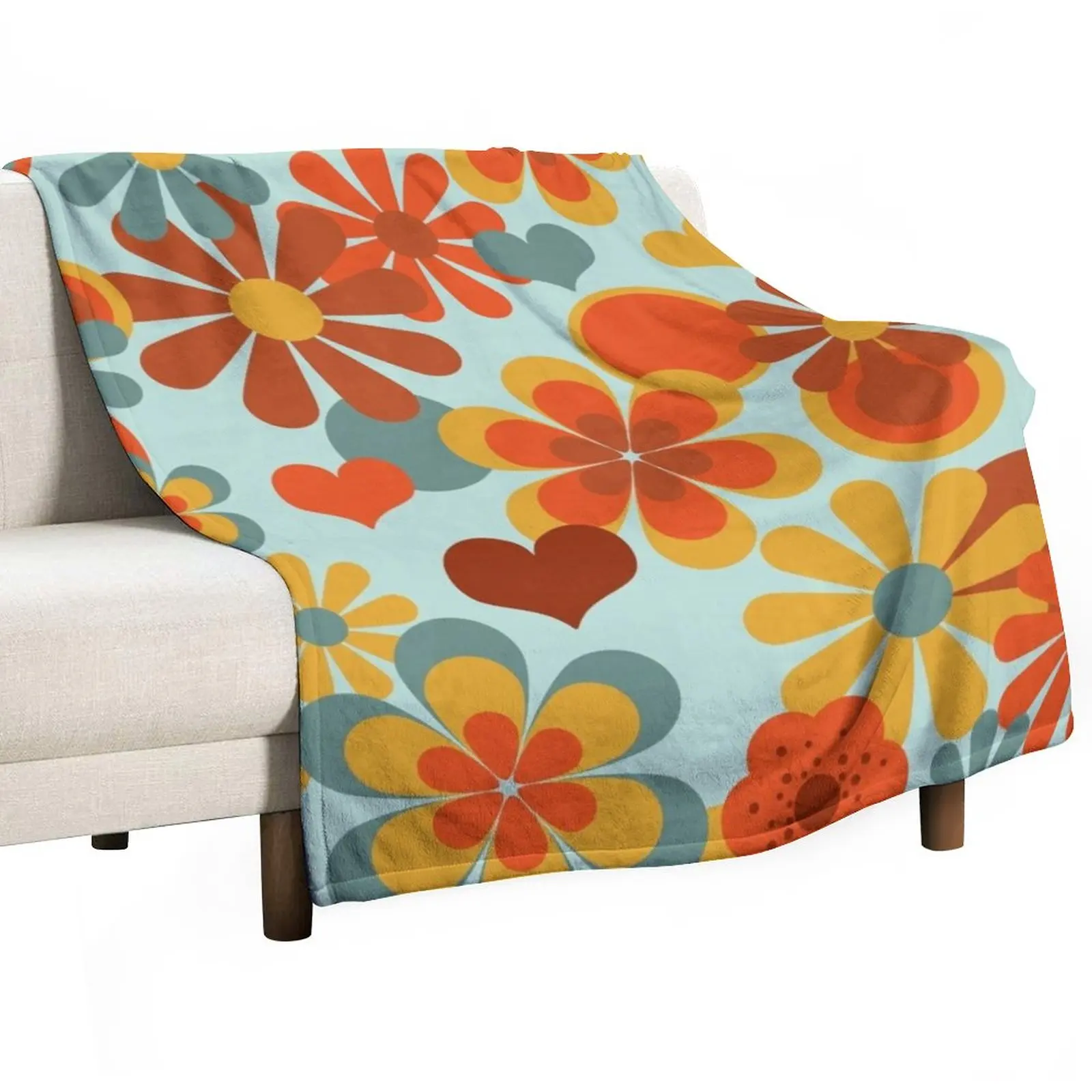 

70's Flower Power Throw Blanket Sofa Quilt Blanket For Decorative Sofa Travel Blanket Winter bed blankets