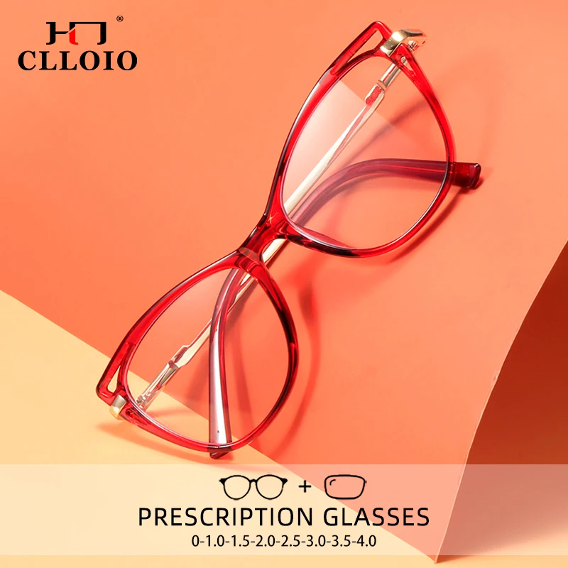 

CLLOIO New Cat eye Women Reading Glasses TR90 Anti Blue Light Computer Myopia Hyperopia Eyewear prescription Glasses Frame