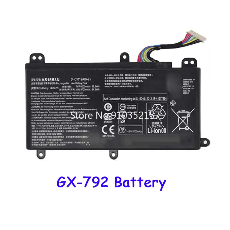 Laptop Battery For Acer Predator 17 X GX-792 GX-791 GX21-71 G9-591-713C AS15B3N 14.8V 6000mAh 88.8Wh