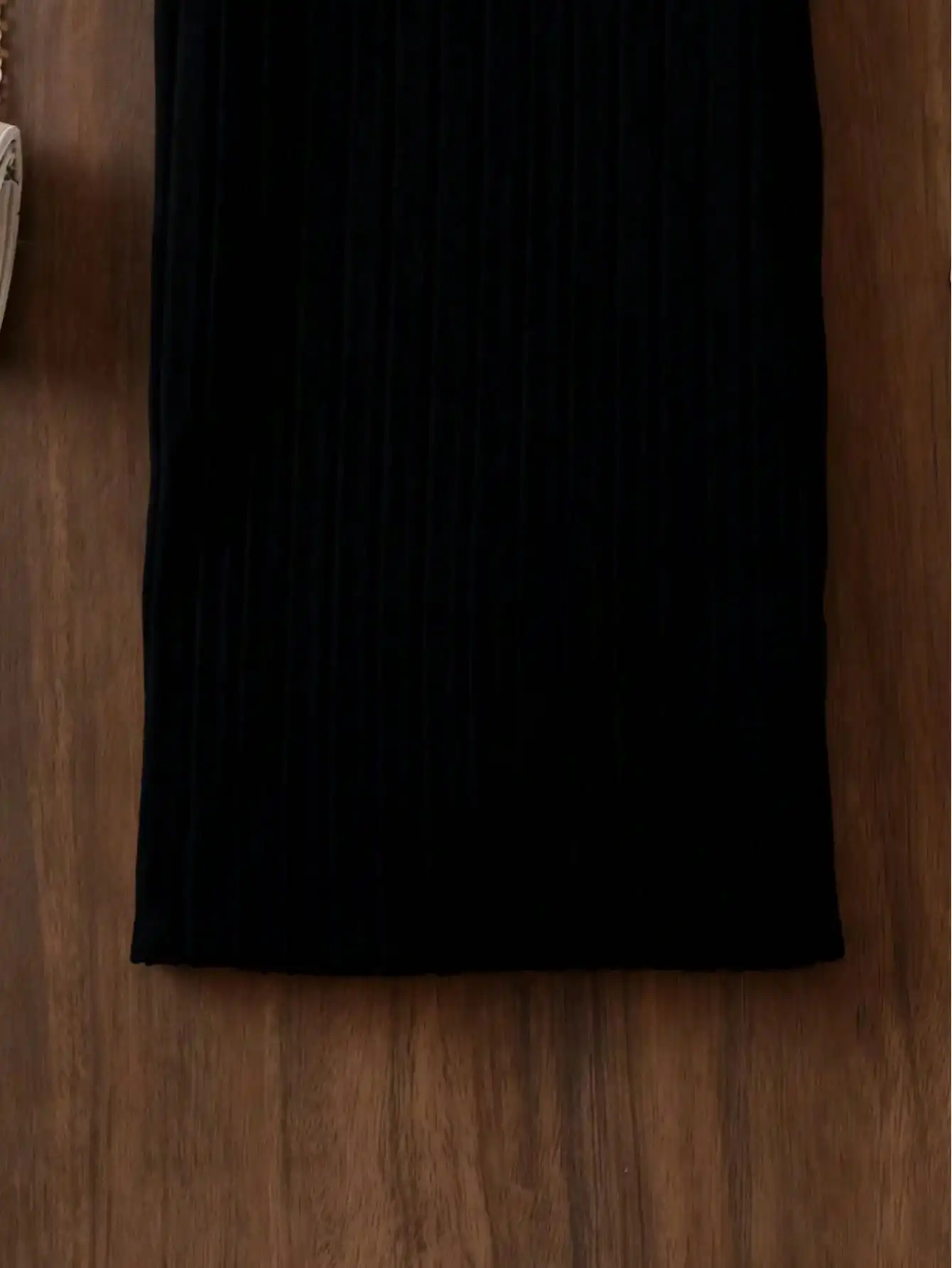 Elegantes Einfarbiges Gestricktes Off-Shoulder Kleiderset für Junge Mädchen Trägerloses Top mit Gerader Hose – Detail 17