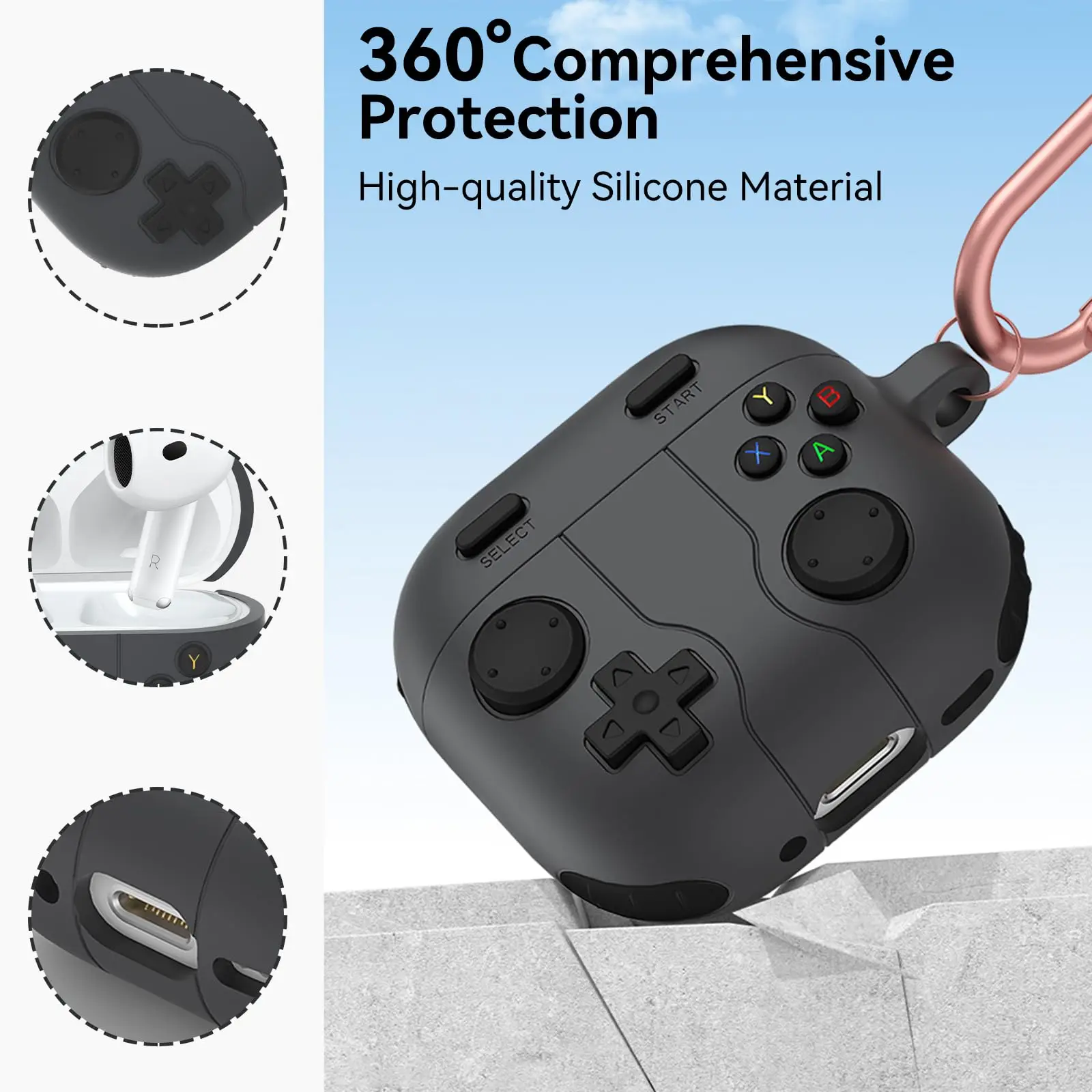 New Retro Games Console Silicone Case For Airpods 4 Case Wireless Bluetooth Earphone Protective Case For Airpods 4 with Keychain