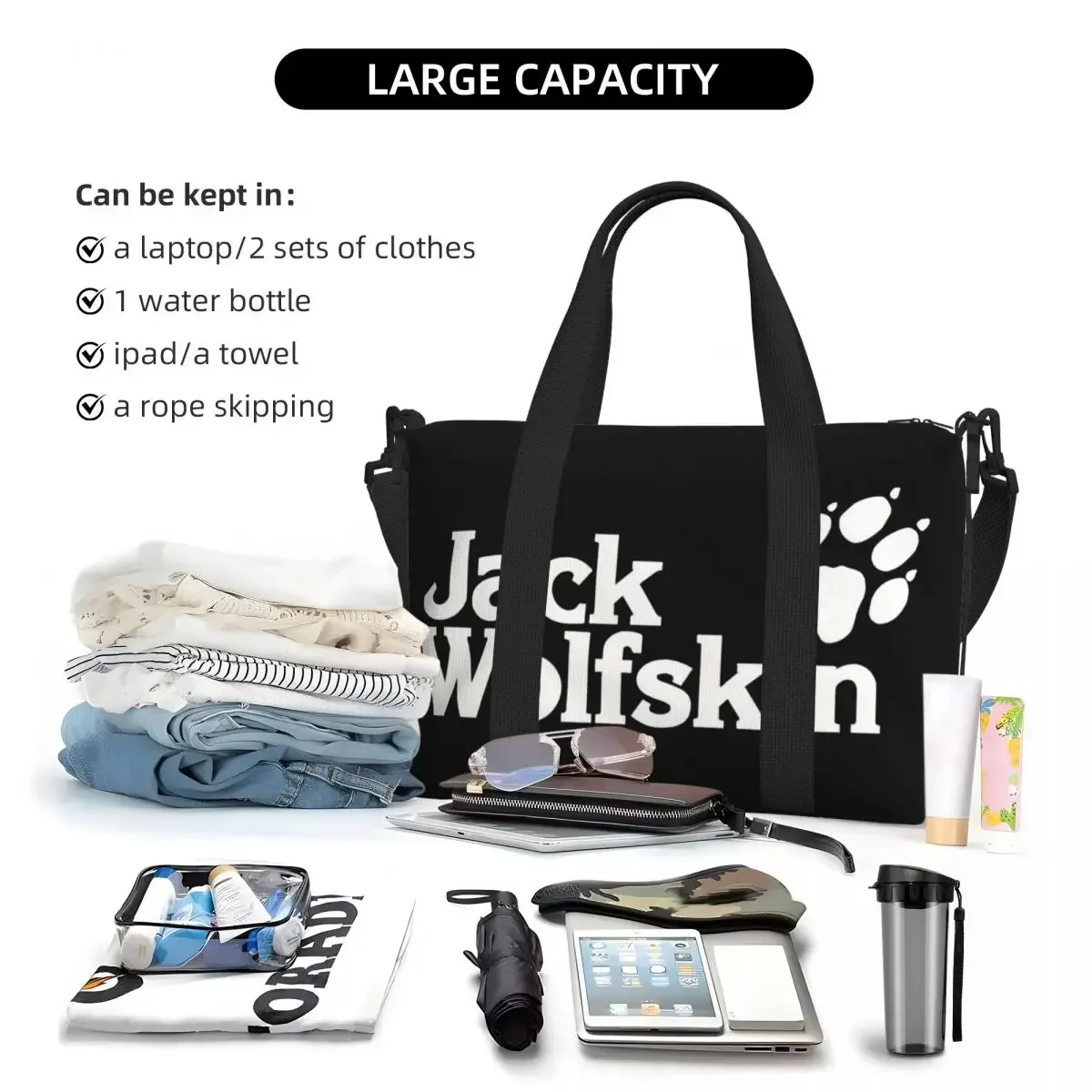 Изготовленная на заказ модная брендовая сумка-тоут с логотипом Jack Wolfskin, женская большая вместительная спортивная пляжная дорожная сумка на плечо