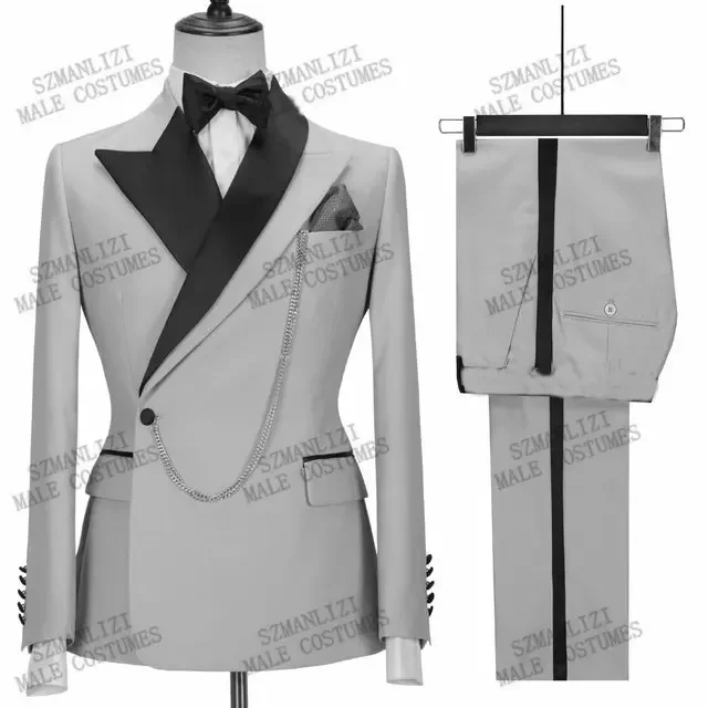 2024 New Men\'s Suit Two-piece Wedding Groom and Best Men\'s Business Korean Best Man Banquet Oversized Set  Blazer Masculino