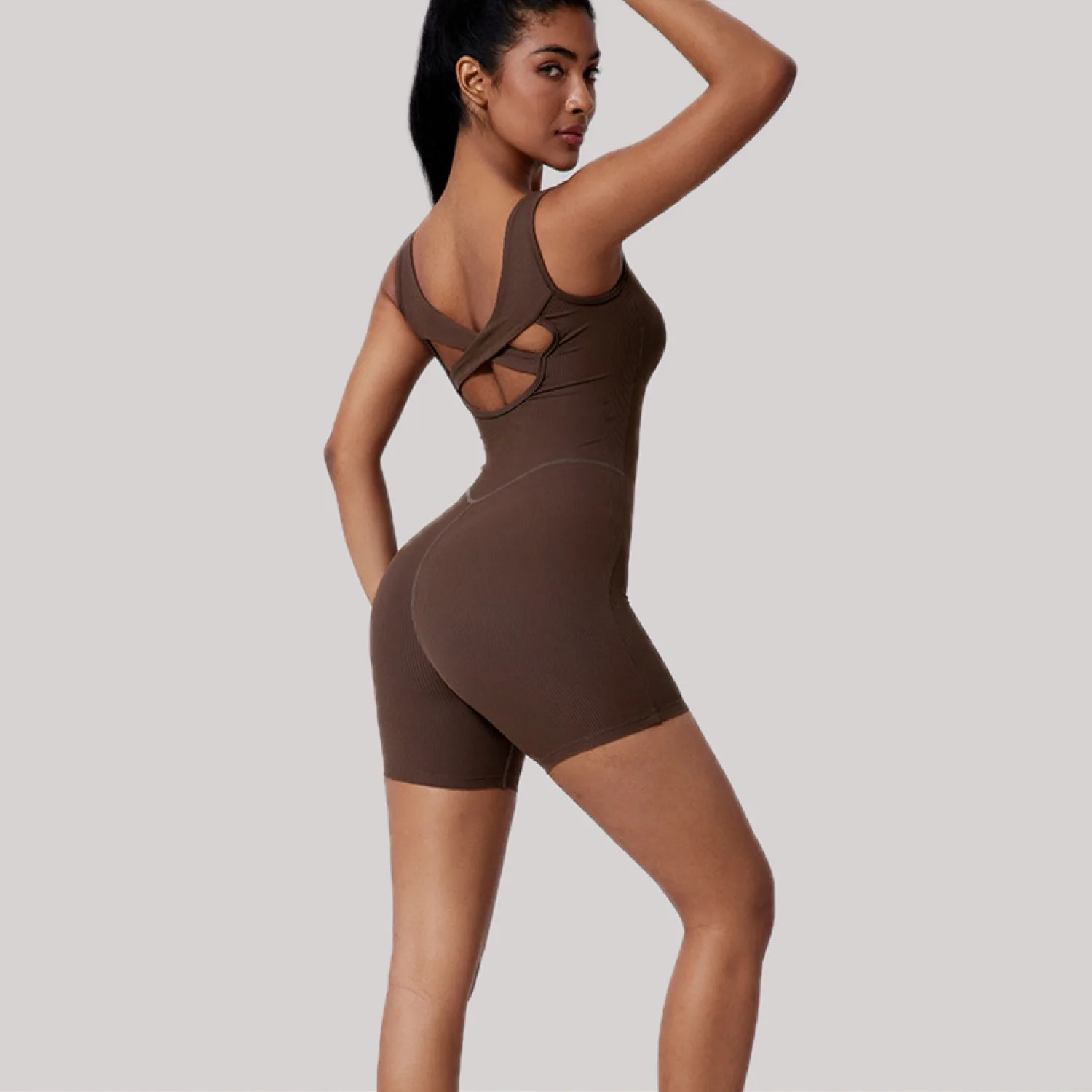 Комплект для йоги, спортивный комбинезон без рукавов, однотонный эластичный женский облегающий быстросохнущий боди для йоги, спортивная одежда для фитнеса