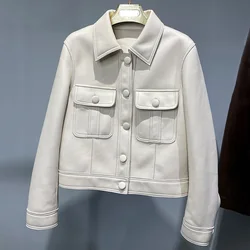 Blouson aviateur en cuir véritable pour femme, 2022 peau de mouton véritable, moto, 100% neuf, CombS4032